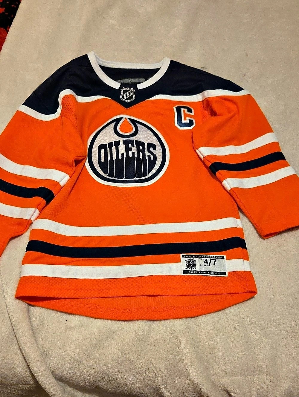 NHL McDavid 97 Edmonton Oilers jersey Orange & Blue Boys 4T Jersey